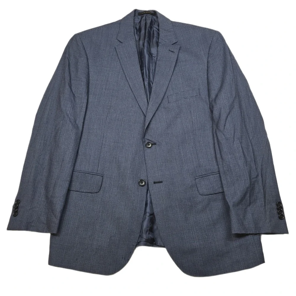 JoS A Bank‎ Reserve Sport Coat Mens 44R Blue Houndstooth Silk Wool Blazer